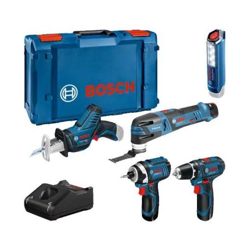 Ensemble de 5 outils 12V Bosch (GSR15/GWS76/GOP28/GDR105/GSA14) - 3 batteries 2A