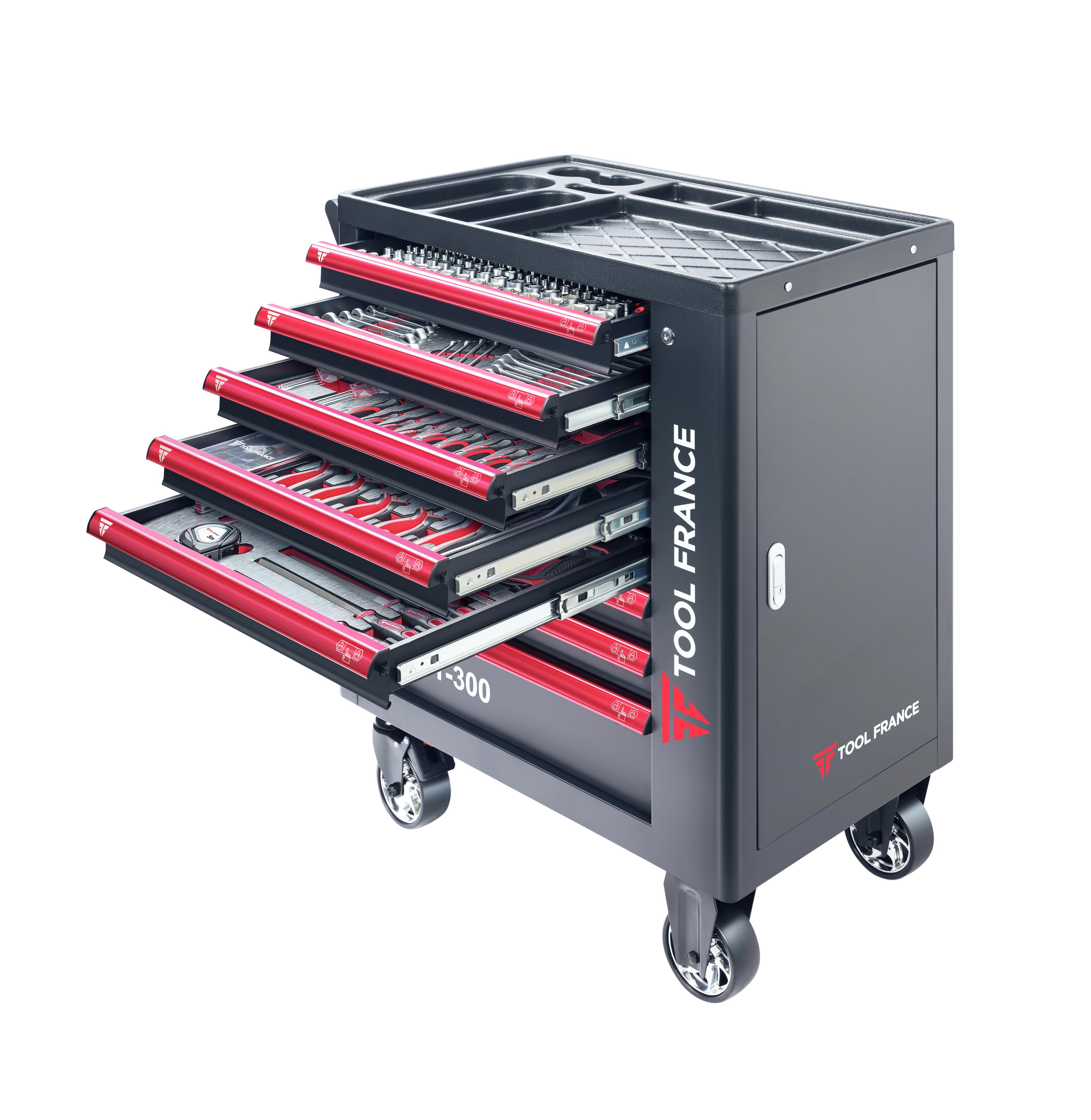 SERVANTE D'ATELIER EQUIPEE 8 TIROIRS 300 OUTILS