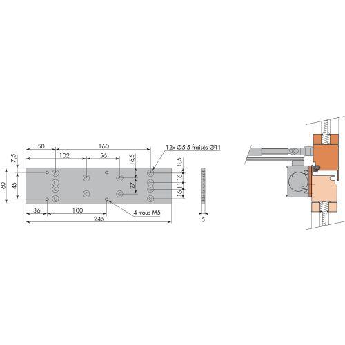 HERACLES 309705 plaque de support HR300 DIN noir RAL9005